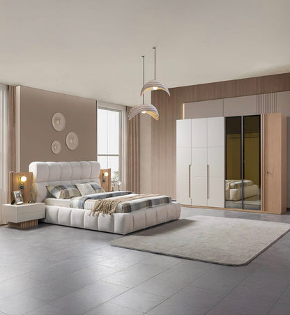 Modern Upholstered King Bed Set with Nightstands