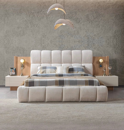 Modern Upholstered King Bed Set with Nightstands