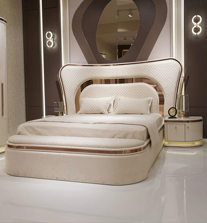 Luxury Modern Upholstered Bed with Nightstand