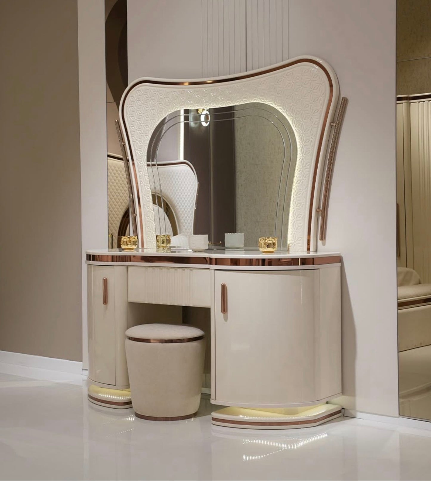 Luxury Modern Upholstered Bed with Nightstand