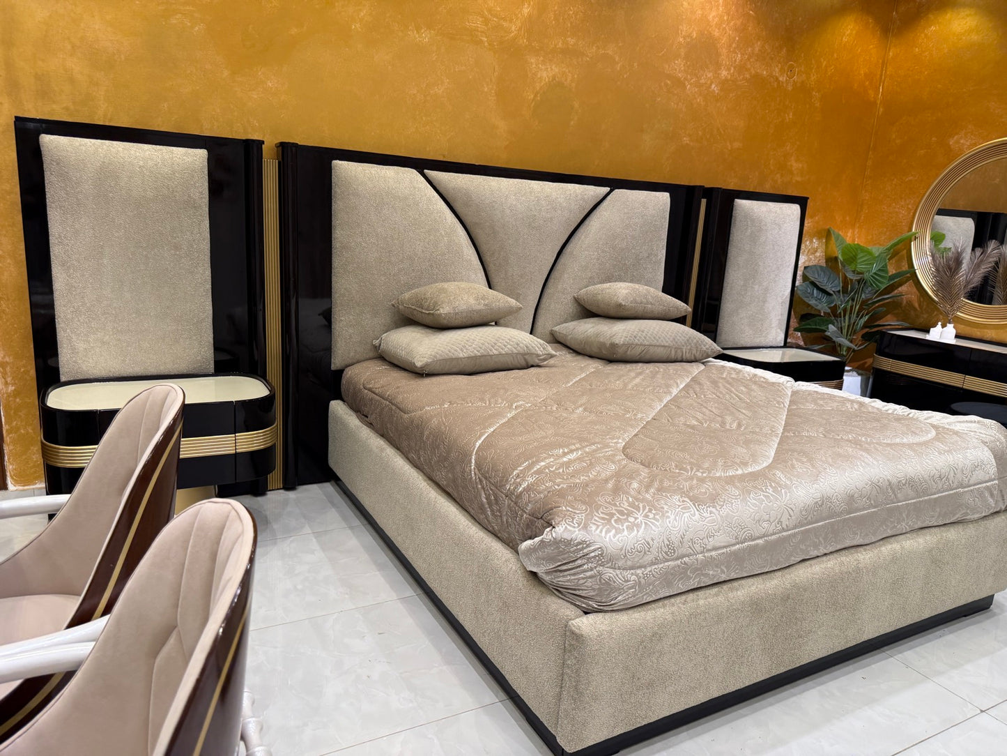 Elegant Modern Bed Set with Nightstands