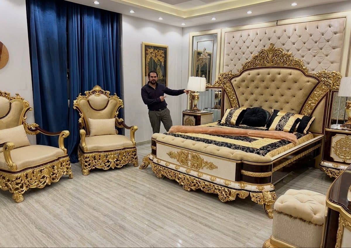 Luxurious Gold and Cream Bedroom Set