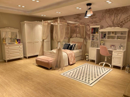 Elegant Canopy Bed with Decorative Drapes