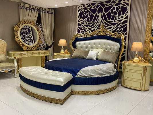 Luxury Gold and Navy Tufted Bed Set
