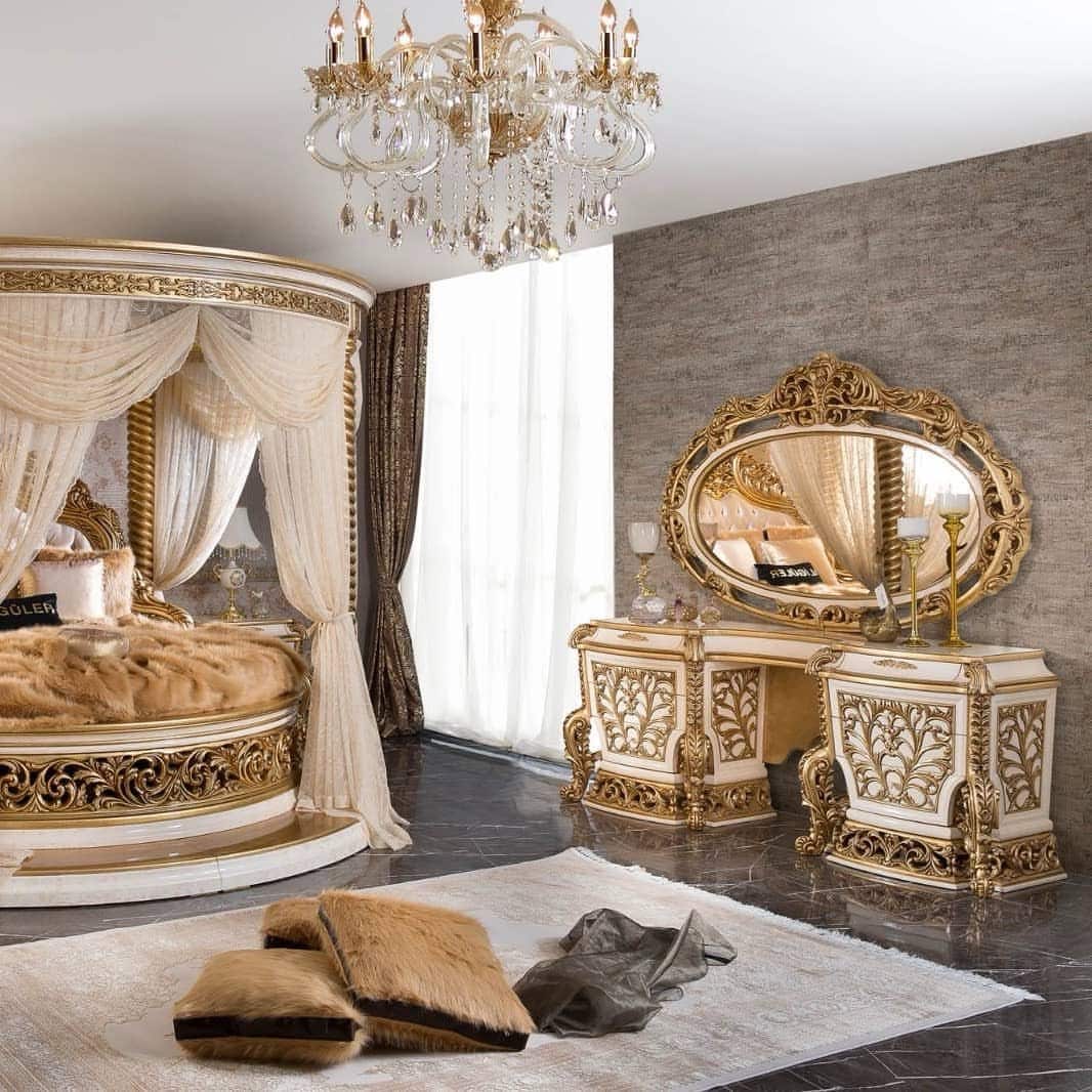 Luxurious Gold Canopy Bed
