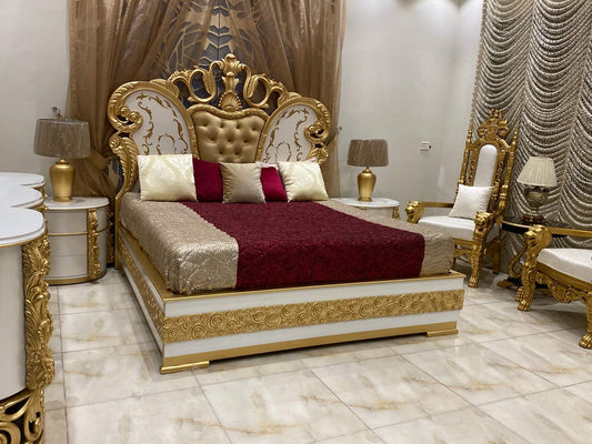 Luxury Gold Trim King Size Bed Set