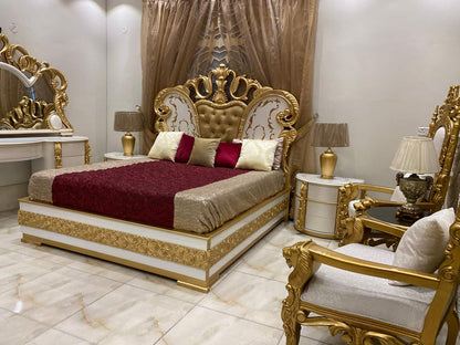 Luxury Gold Trim King Size Bed Set