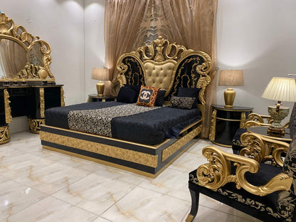Luxurious Gold and Black Bedroom Set