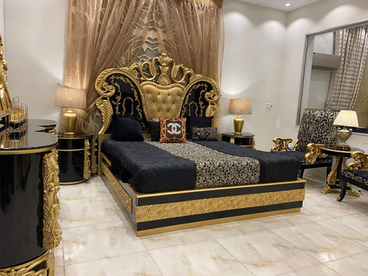 Luxurious Gold and Black Bedroom Set