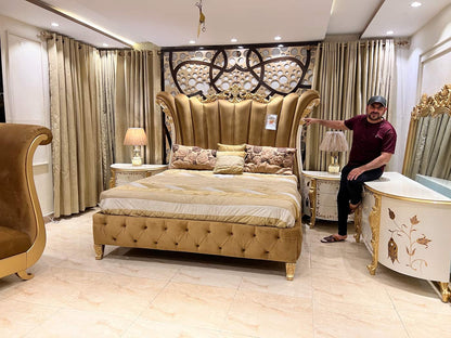 Luxurious Golden Upholstered Bedroom Set