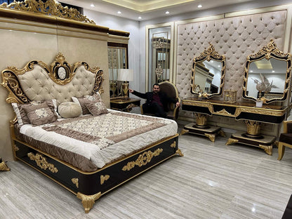 Luxurious Gold-Finish Classic Bedroom Set