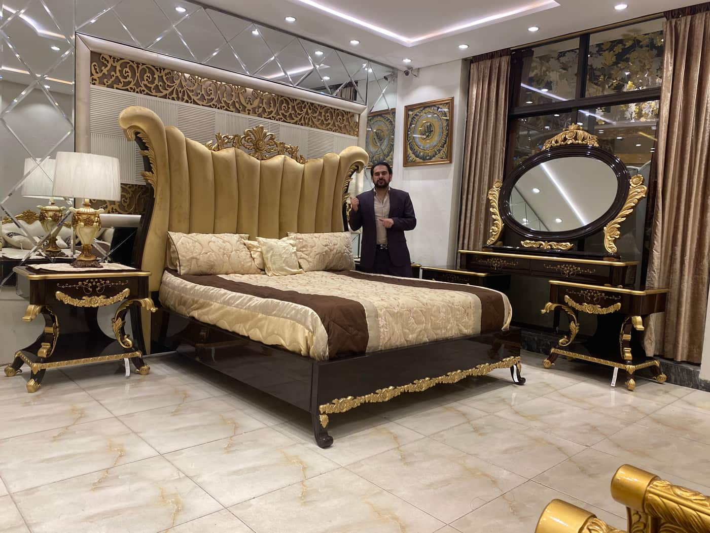 Luxury Ornate King Size Bed Set