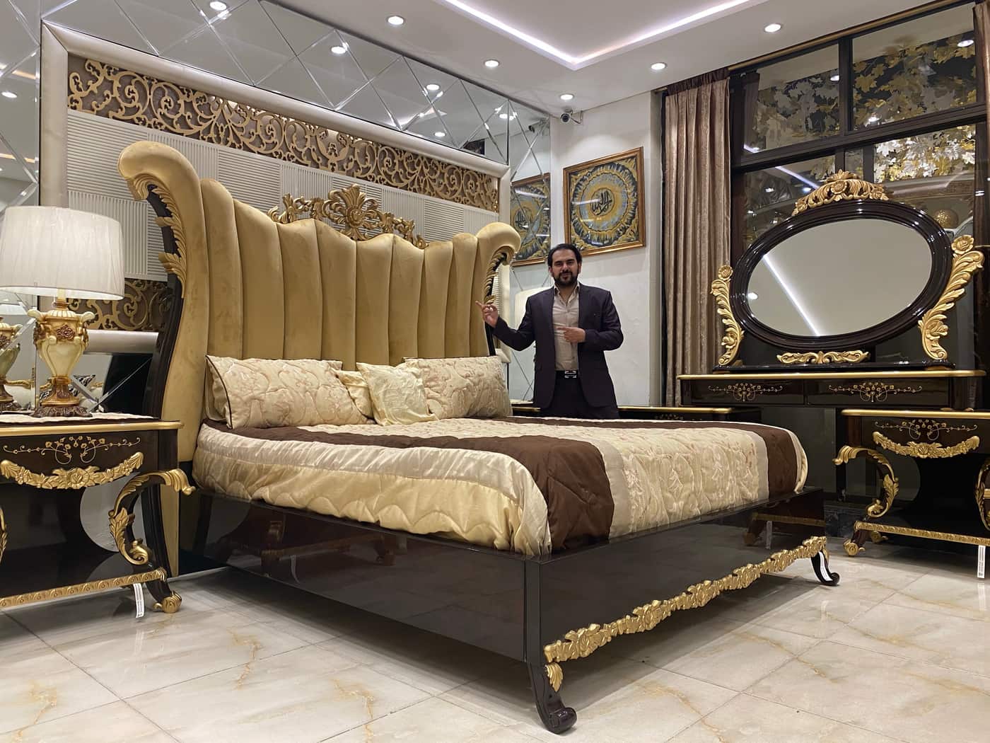 Luxury Ornate King Size Bed Set