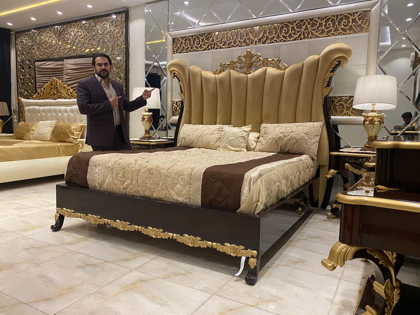 Luxury Ornate King Size Bed Set