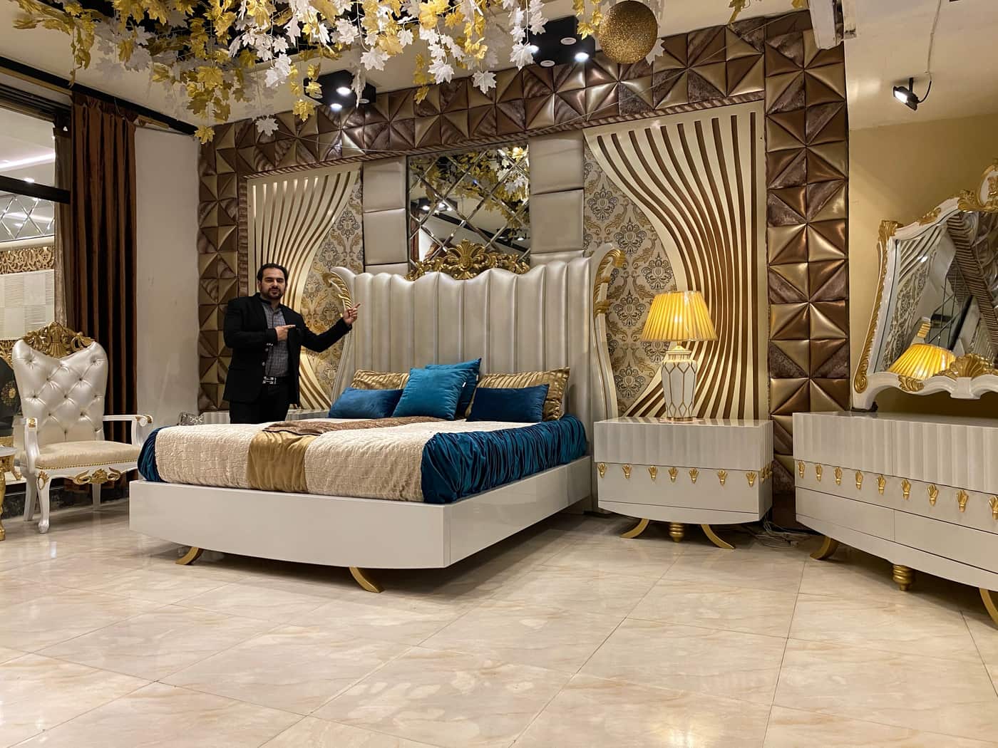Luxurious Modern Bed Set with Nightstands