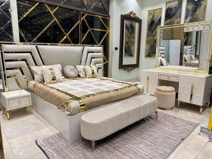 Luxury Modern Bedroom Set with Mirror Wardrobe
