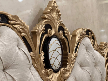 Luxury Ornate Bedroom Set with Golden Accents