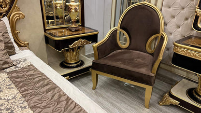 Luxury Ornate Bedroom Set with Golden Accents