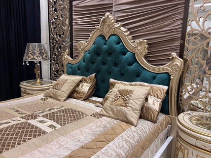 Luxury Vintage Gold and Velvet Bedroom Set