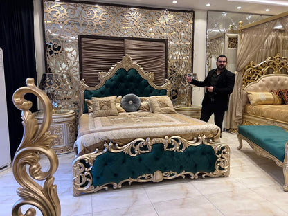 Luxury Vintage Gold and Velvet Bedroom Set