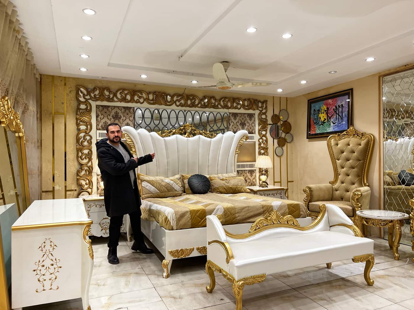 Luxurious White and Gold Bedroom Set
