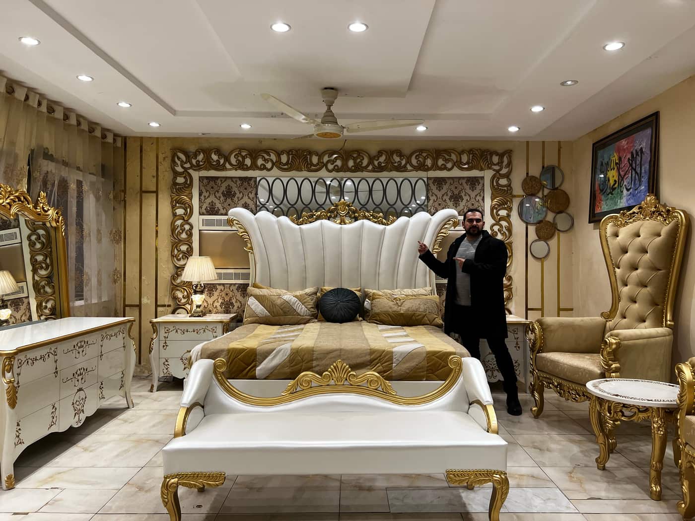 Luxurious White and Gold Bedroom Set