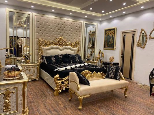 Luxurious Gold-Trimmed Bedroom Set
