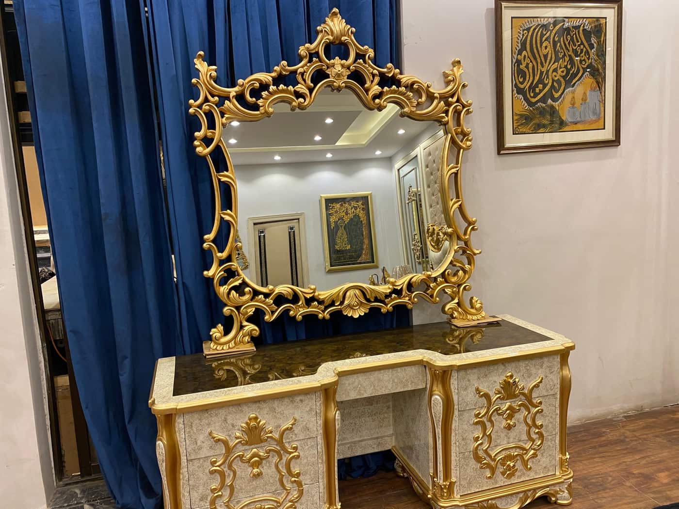 Luxurious Gold-Trimmed Bedroom Set