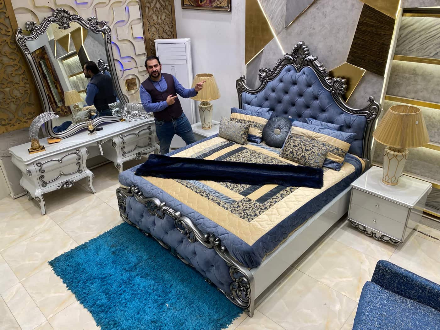 Luxurious Upholstered King Bed Set with Elegant Nightstands