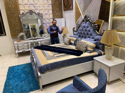 Luxurious Upholstered King Bed Set with Elegant Nightstands