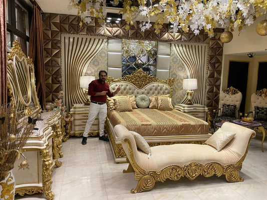 Elegant Gold and Cream Bedroom Set