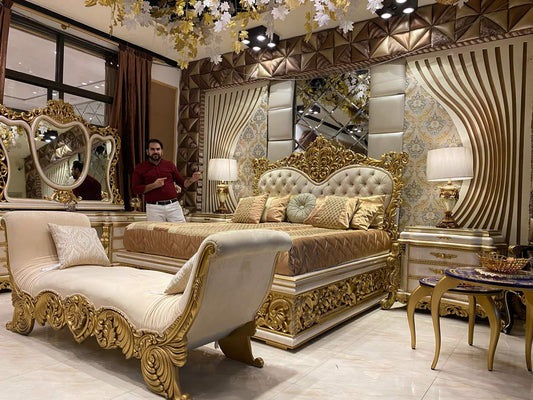 Elegant Gold and Cream Bedroom Set