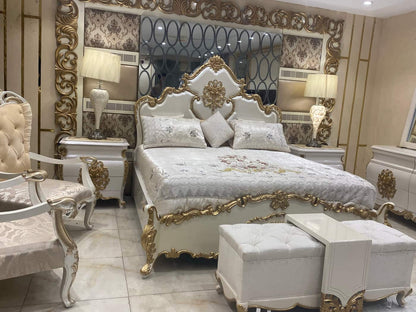 Elegant Gold and White Bedroom Set