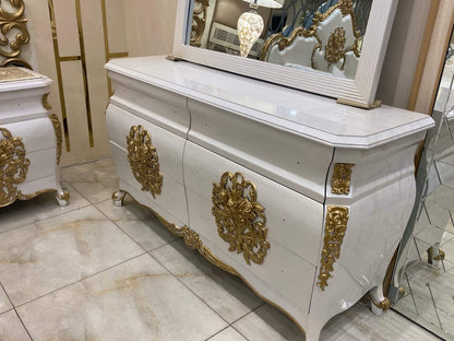 Elegant Gold and White Bedroom Set