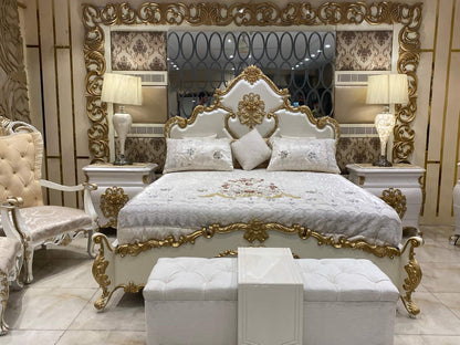 Elegant Gold and White Bedroom Set