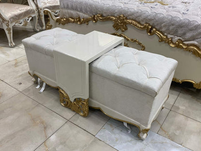 Elegant Gold and White Bedroom Set