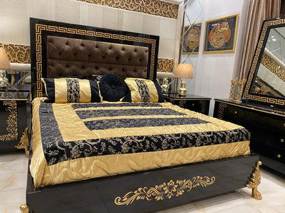 Luxurious Black and Gold Bedroom Set