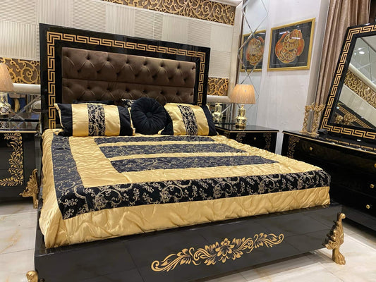 Luxurious Black and Gold Bedroom Set