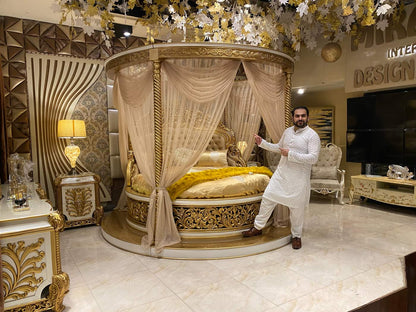 Elegant Gold Leaf Canopy Bed