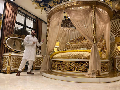 Elegant Gold Leaf Canopy Bed