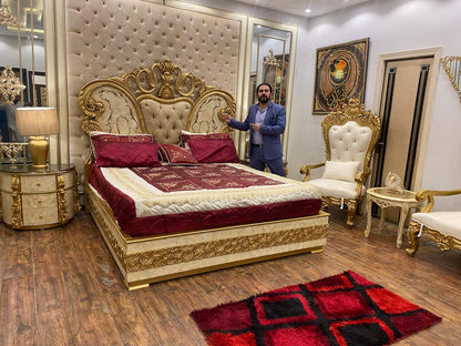 Luxurious Gold and Burgundy Bedroom Set