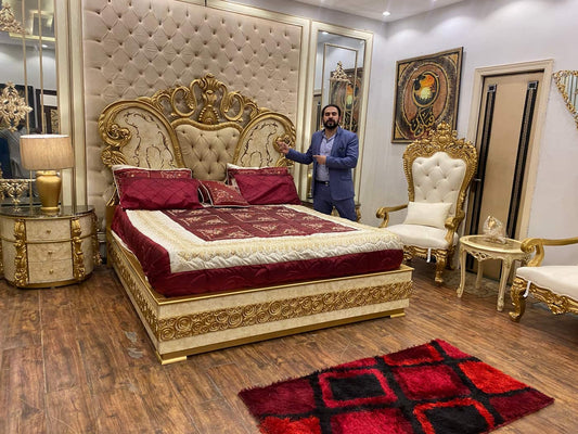 Luxurious Gold and Burgundy Bedroom Set