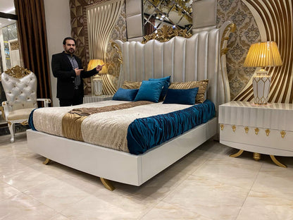 Luxurious Upholstered Bed Set with Nightstands