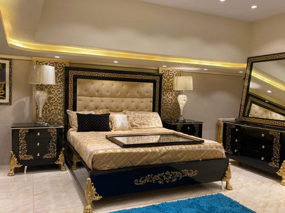 Luxury Black and Gold Bedroom Set