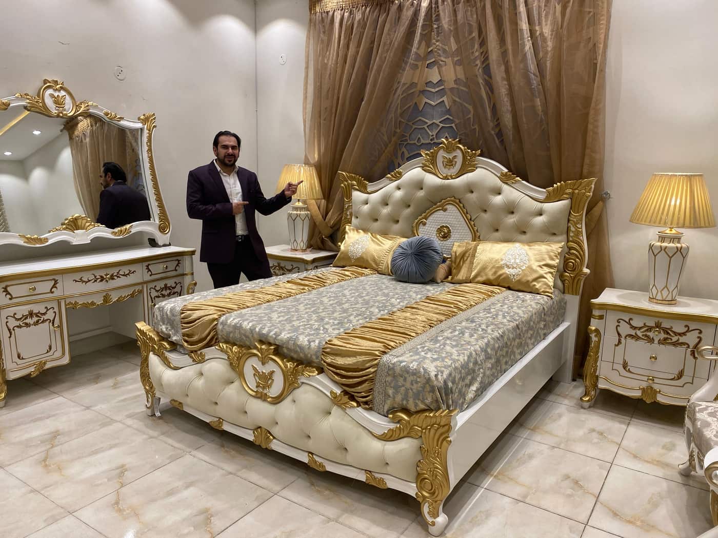 Luxurious Gold Accented Bed Set