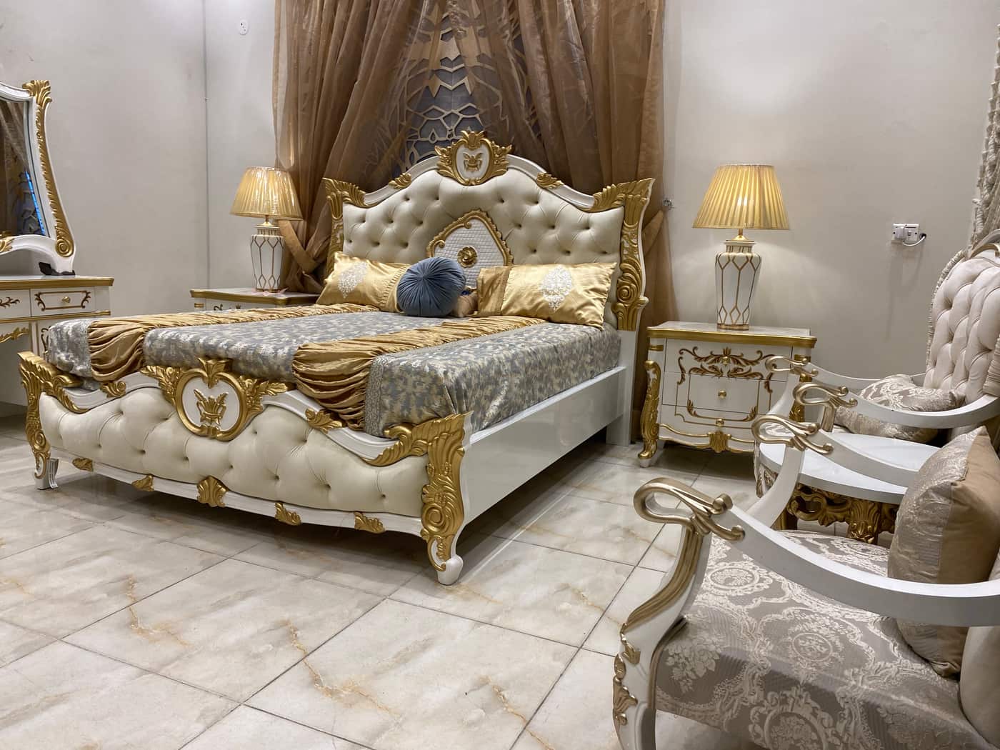 Luxurious Gold Accented Bed Set