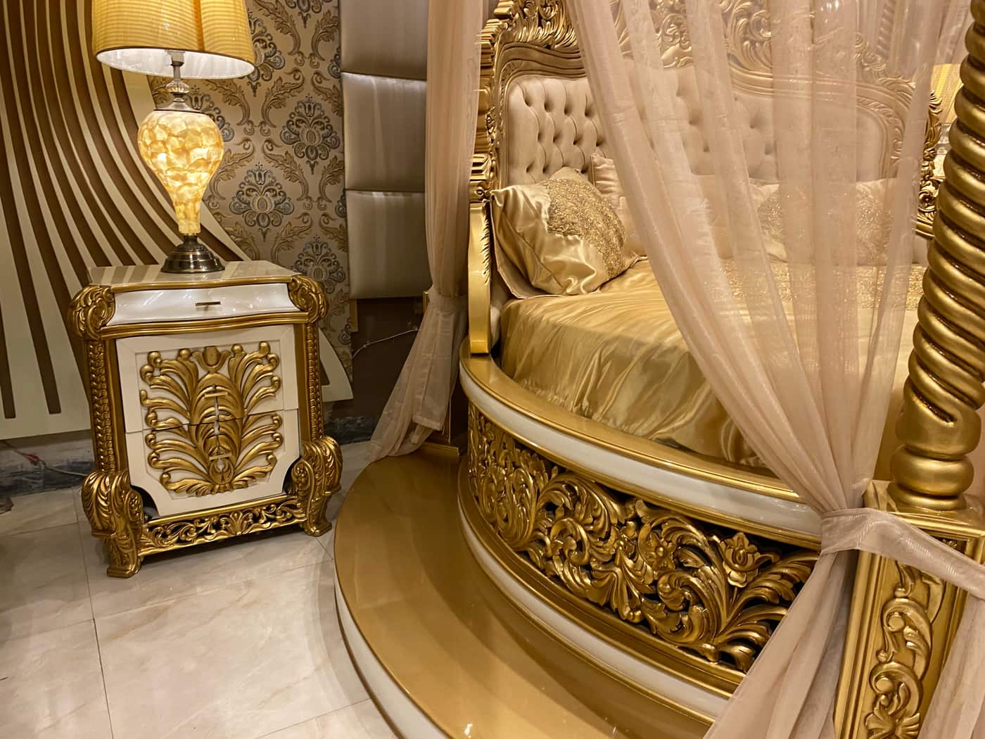 Luxurious Gold Canopy Bed