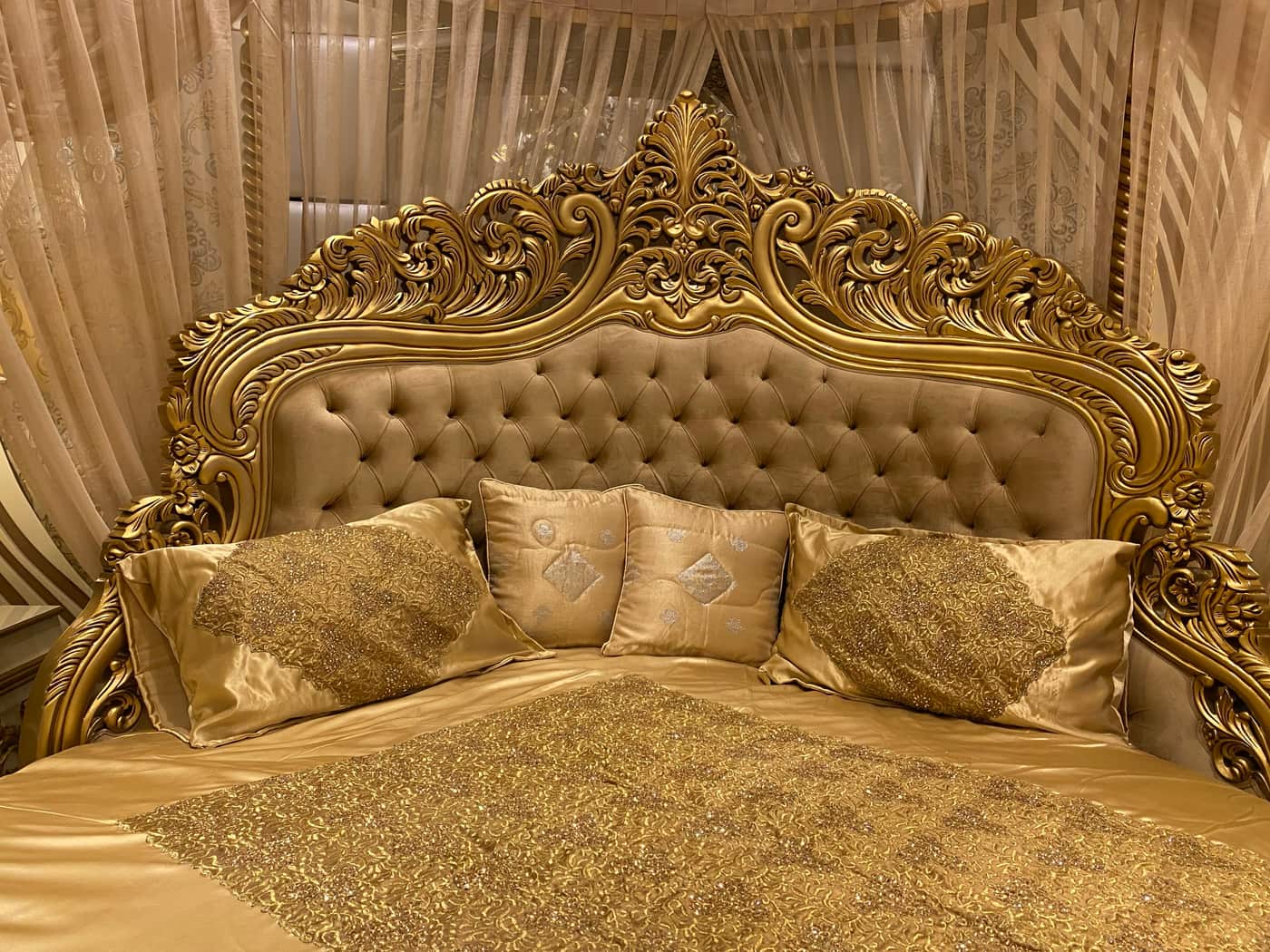 Luxurious Gold Canopy Bed