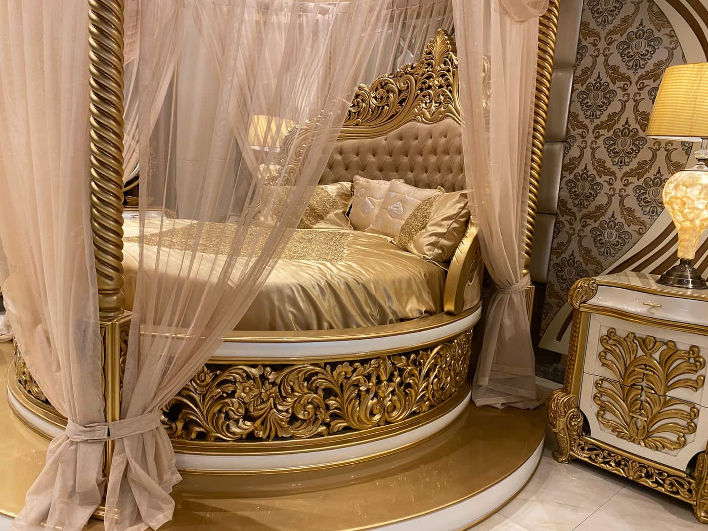 Luxurious Gold Canopy Bed