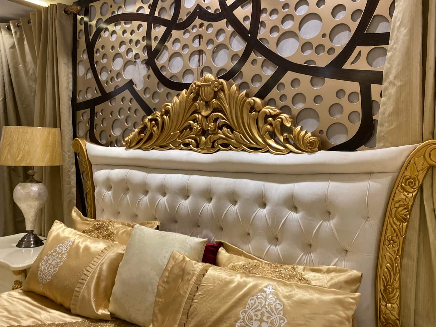 Elegant Modern Bedroom Set with Gold Accents